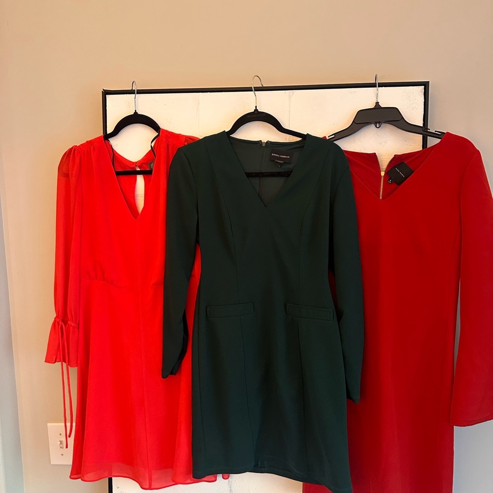 Elegant Green and Red Dresses